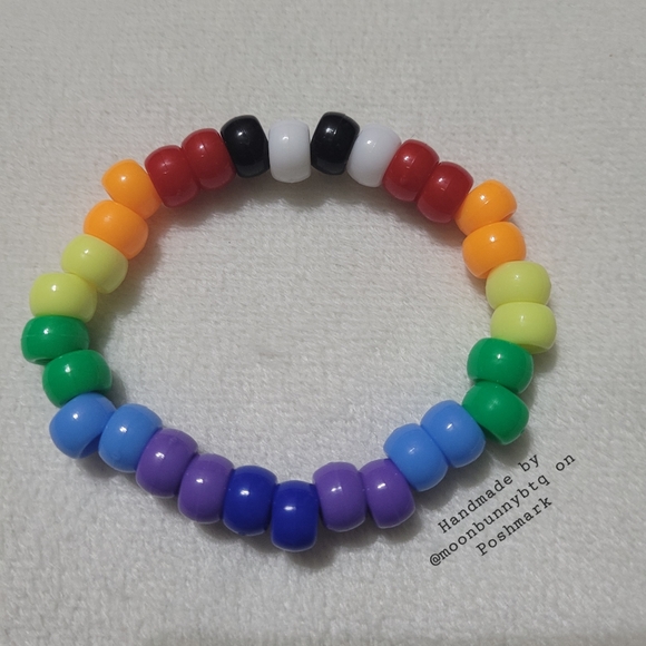 Handmade stacking bracelets "ally" LGBT pride 🏳️🌈 beaded kandi - Picture 6 of 9